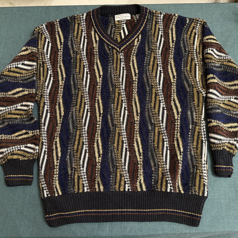 Vintage Coogi Style Norm Thompson Sweater Mens Large Wool Blend Made In Italy